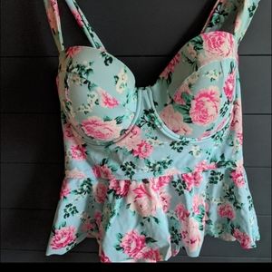 Torrid 2 piece pink floral bathing suit